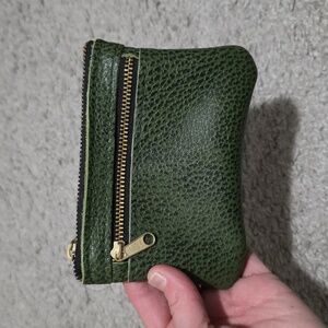 New Portland Leather Goods PLG Double Zip Pouch Coin Purse Avocado Rare
